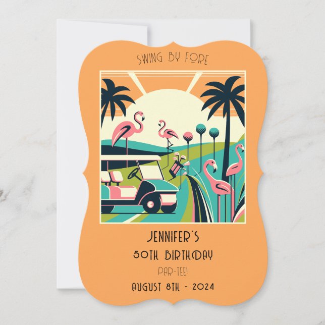 Art Deco Golf 50th Birthday Party Invitation (Front)