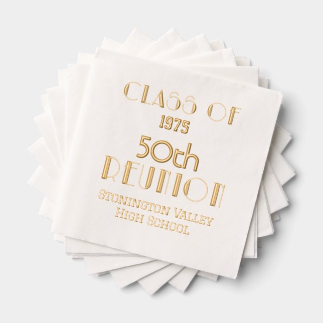 Art Deco Graduation Milestone Reunion #1 Foil Napkins (Insitu (Stacked))