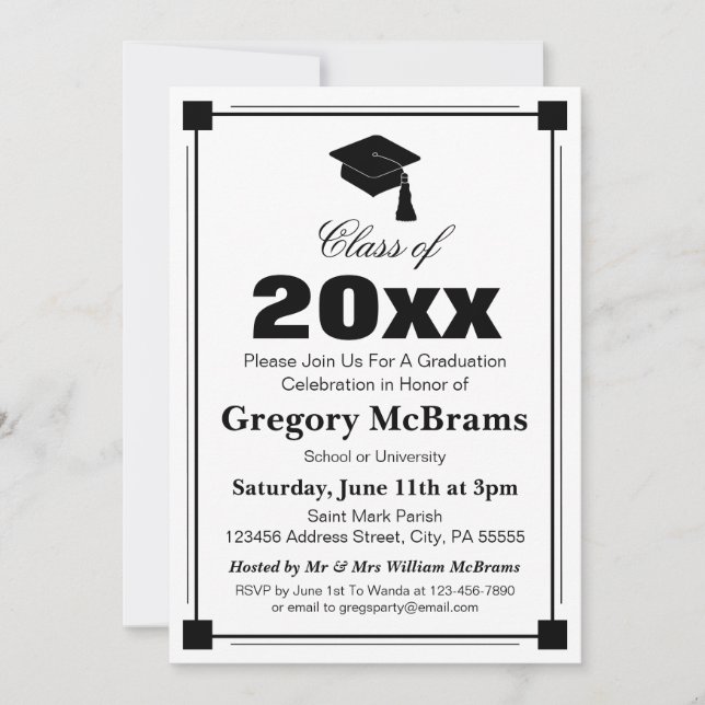 Art Deco Graduation Party Invitation (Front)