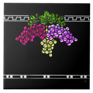 Art Deco Grapes (Ceramic Tile) Ceramic Tile