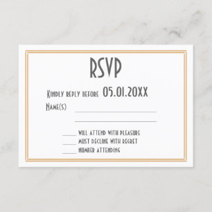 Art Deco Great Gatsby Black Wedding RSVP Card