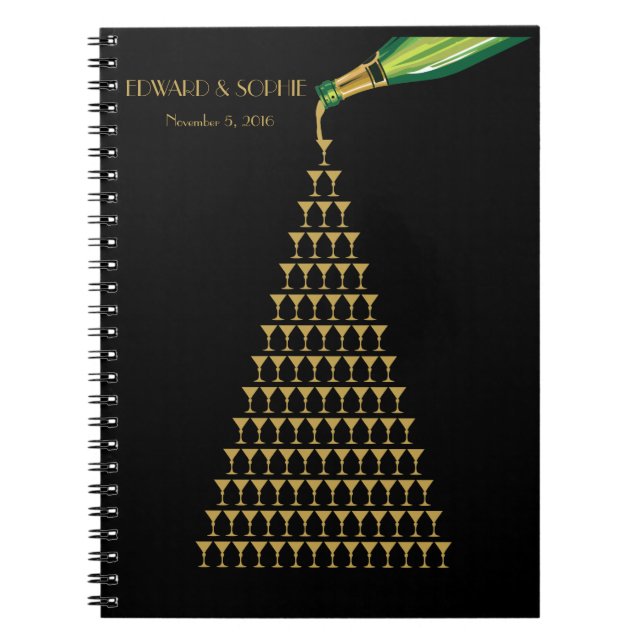 Art Deco Great Gatsby champagne Wedding guest book (Front)