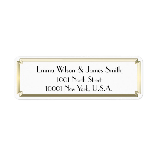 Art Deco Great Gatsby Gold Return Address Labels (Front)