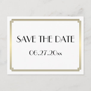Art Deco Great Gatsby Gold Save The Date Postcard