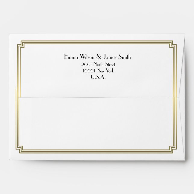 Art Deco Great Gatsby Gold Wedding Envelopes A7 (Back (Top Flap))