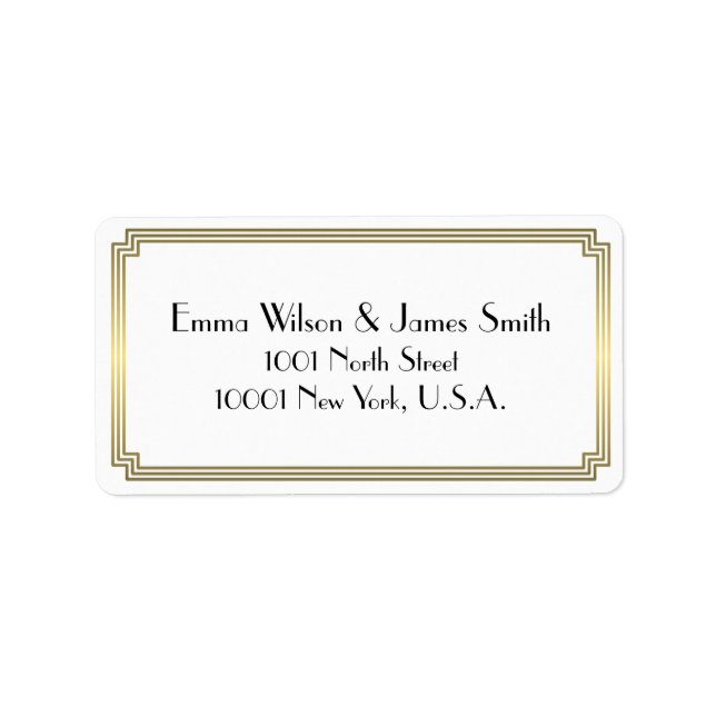 Art Deco Great Gatsby Gold White Address Labels (Front)