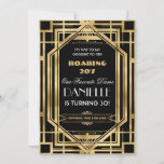 Art Deco Great Gatsby Roaring 20s 30th Birthday In Invitation<br><div class="desc">Personalise this vintage art deco Great Gatsby roaring 20s theme 30th birthday invitation easily and quickly, simply press the customise it button to further re-arrange and format the style and placement of the text.  Featuring a chic art deco frame and black and gold colour scheme. Matching items available in store!...</div>