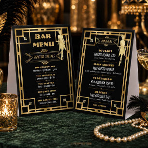 Art Deco Great Gatsby Roaring 20s Bar Dinner Menu
