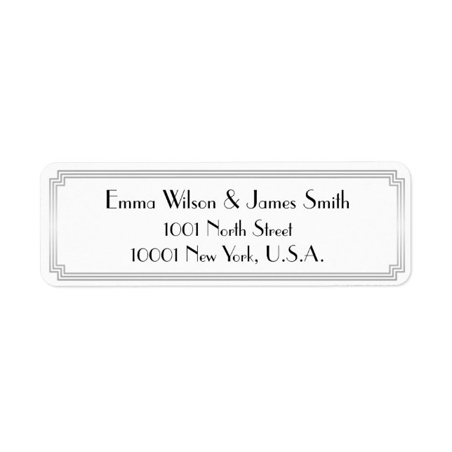 Art Deco Great Gatsby Silver Return Address Labels (Front)