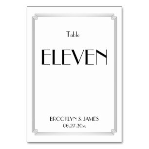 Art Deco Great Gatsby Silver Wedding Table Numbers