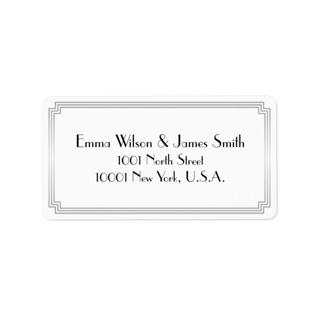 Art Deco Great Gatsby Silver White Address Labels (Front)