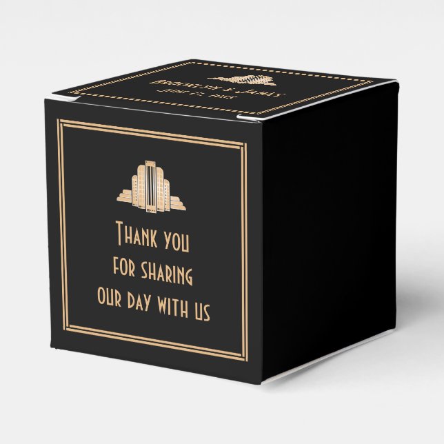 Art Deco Great Gatsby Thank You Wedding Favour Box (Front Side)