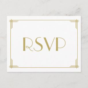 Art Deco Great Gatsby Wedding RSVP Postcards