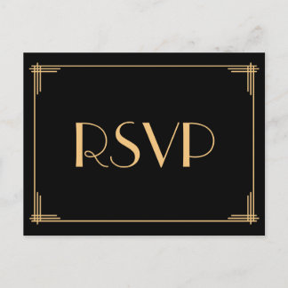 Art Deco Great Gatsby Wedding RSVP Postcards