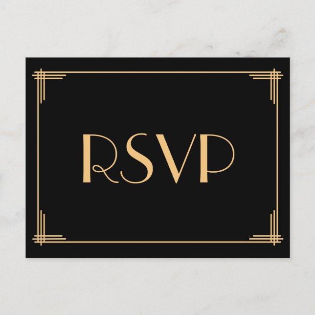 Art Deco Great Gatsby Wedding RSVP Postcards (Front)