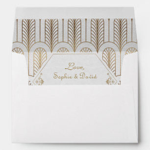Art Deco Great Gatsby White Gold Wedding Envelopes