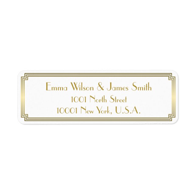 Art Deco Great Gatsby White Return Address Labels (Front)
