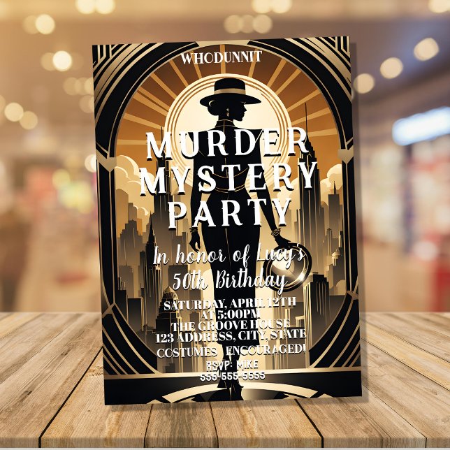 art deco great Gatsby whodunit murder mystery  Invitation (Creator Uploaded)