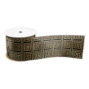 Art Deco Greek Key Spiral Pattern Design Satin Ribbon