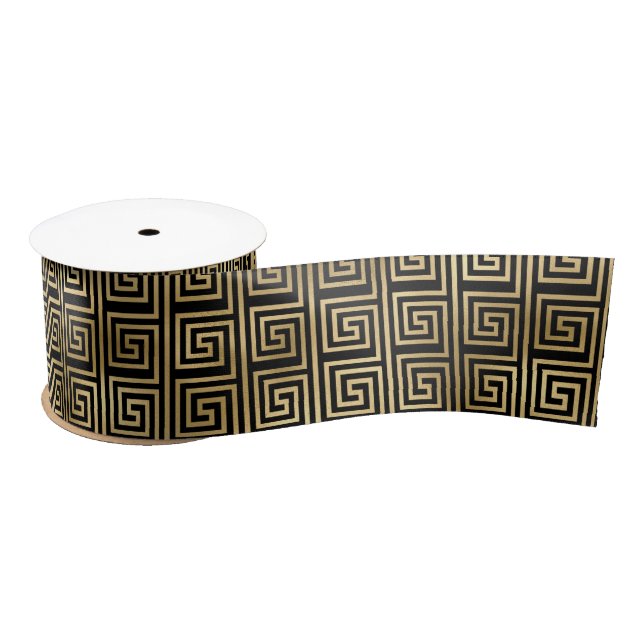 Art Deco Greek Key Spiral Pattern Design Satin Ribbon (Spool)
