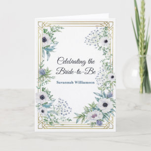 Art Deco Green Blue Botanical Bridal Shower Card