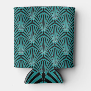 Art Deco: green fan pattern. Can Cooler