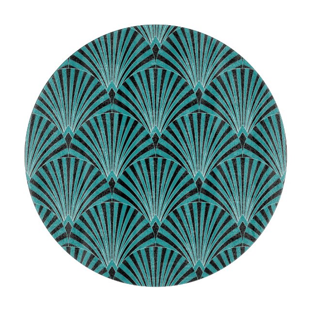 Art Deco: green fan pattern. Cutting Board (Front)