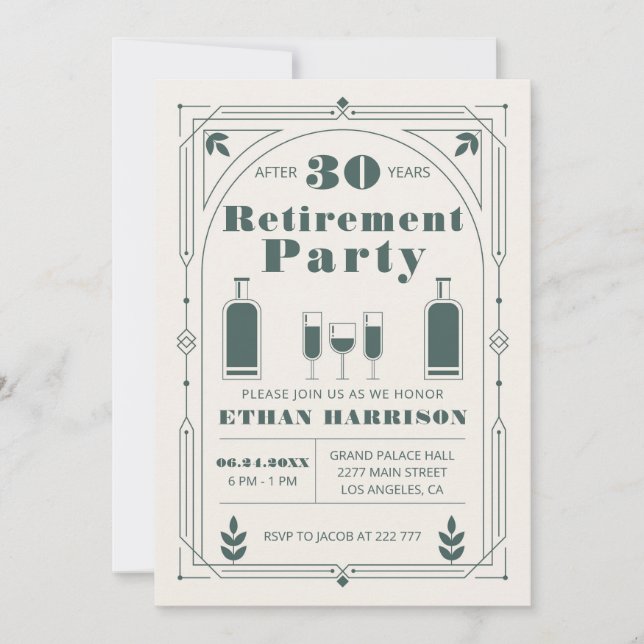 Art Deco Green Frame  Invitation (Front)