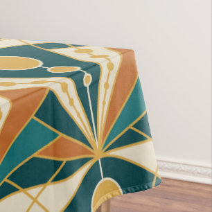 Art Deco (Green, rusty and gold) Tablecloth