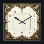 Art Deco Green Square Wall Clock<br><div class="desc">Great clock design. You will love it like others. Be free to use this design for other product you like or to customise and add your text. Follow me for more. Thank you. Have a nice day.</div>