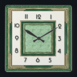Art Deco Green Square Wall Clock<br><div class="desc">Great clock design. You will love it like others. Be free to use this design for other product you like or to customize and add yoru text. Follow me for more. Thank you. Have a nice day.</div>