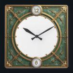 Art Deco Green Square Wall Clock<br><div class="desc">Great clock design. You will love it like others. Be free to use this design for other product you like or to customise and add your text. Follow me for more. Thank you. Have a nice day.</div>