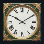 Art Deco Green Square Wall Clock<br><div class="desc">Great clock design. You will love it like others. Be free to use this design for other product you like or to customise and add your text. Follow me for more. Thank you. Have a nice day.</div>