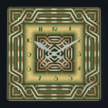 Art Deco green Square Wall Clock<br><div class="desc">Great clock design. You will love it like others. Be free to use this design for other product you like or to customise and add your text. Follow me for more. Thank you. Have a nice day.</div>