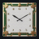 Art Deco Green Square Wall Clock<br><div class="desc">Great clock design. You will love it like others. Be free to use this design for other product you like or to customise and add your text. Follow me for more. Thank you. Have a nice day.</div>