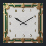 Art Deco Green Square Wall Clock<br><div class="desc">Great clock design. You will love it like others. Be free to use this design for other product you like or to customise and add your text. Follow me for more. Thank you. Have a nice day.</div>