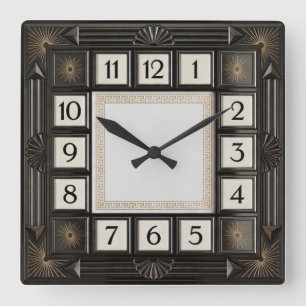 Art Deco Grey Square Wall Clock