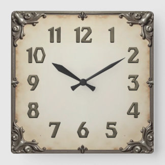 Art Deco Grey  Square Wall Clock