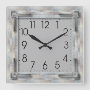Art Deco grey Square Wall Clock