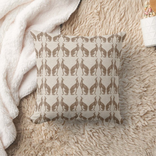 Art Deco Greyhound Natural Cushion (Blanket)