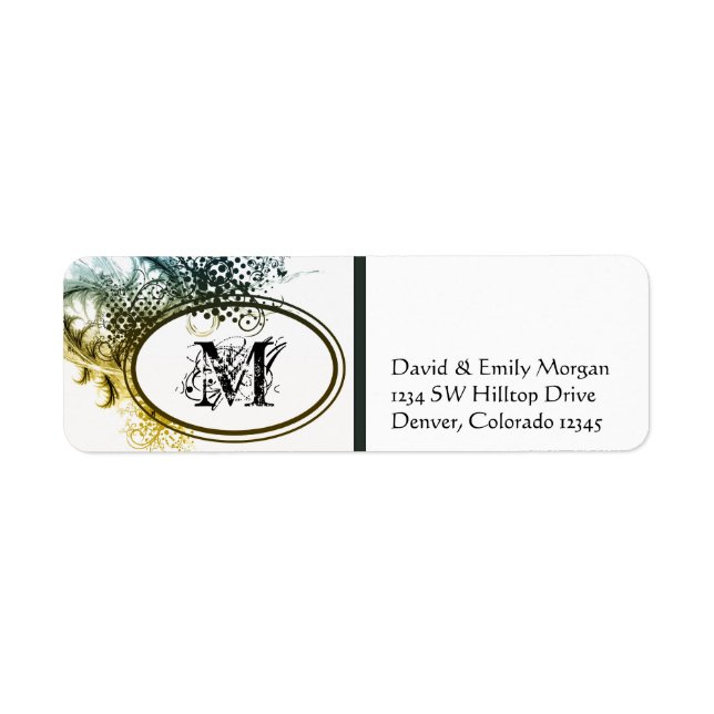 Art Deco Grunge Monogram Address Labels (Front)