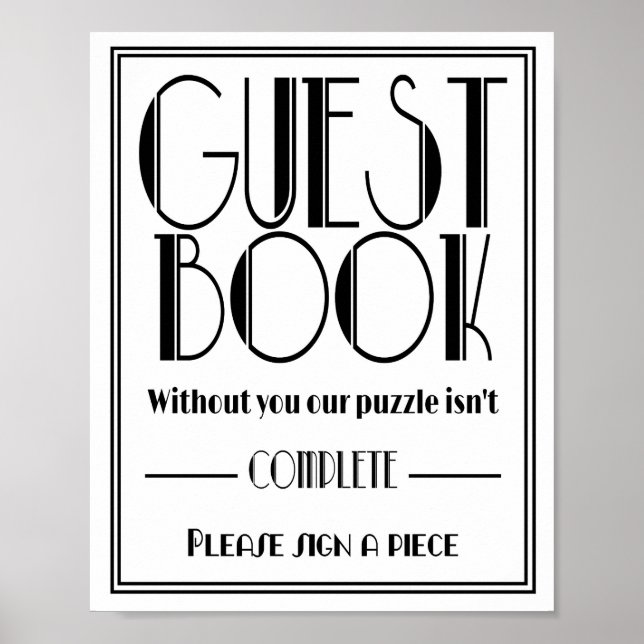 Art Deco "Guest Book Puzzle" Wedding party print (Front)