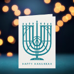 Art Deco Hanukkiah Menorah Happy Hanukkah Holiday<br><div class="desc">Wish friends and family "Happy Hanukkah" with this art deco inspired hanukkiah,  with editable colours of both the menorah and the background. Photo optional inside.</div>