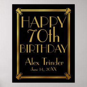 Art Deco Happy Birthday GATSBY print gold