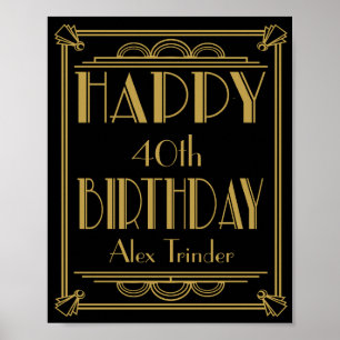 ART Deco Happy Birthday Print Roaring 20's Party
