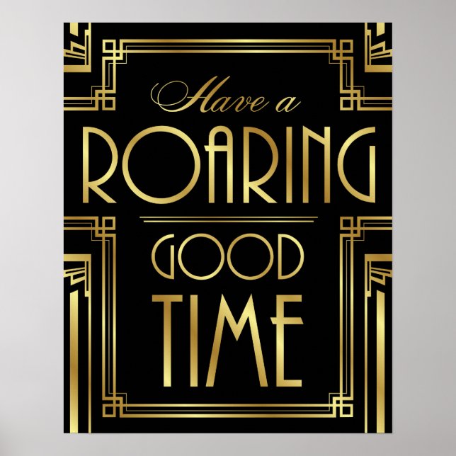 Art Deco HAVE A ROARING GOOD TIME Sign Print (Front)