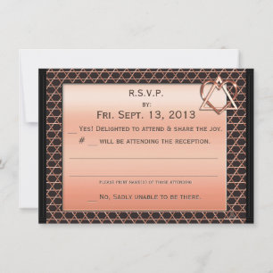 Art Deco Heart & Soul Copper Jewish Wedding Reply Invitation