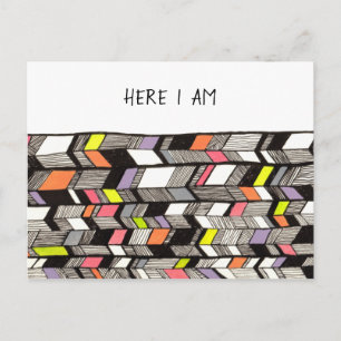 Art Deco Here I am Keeping in Touch Message Postcard