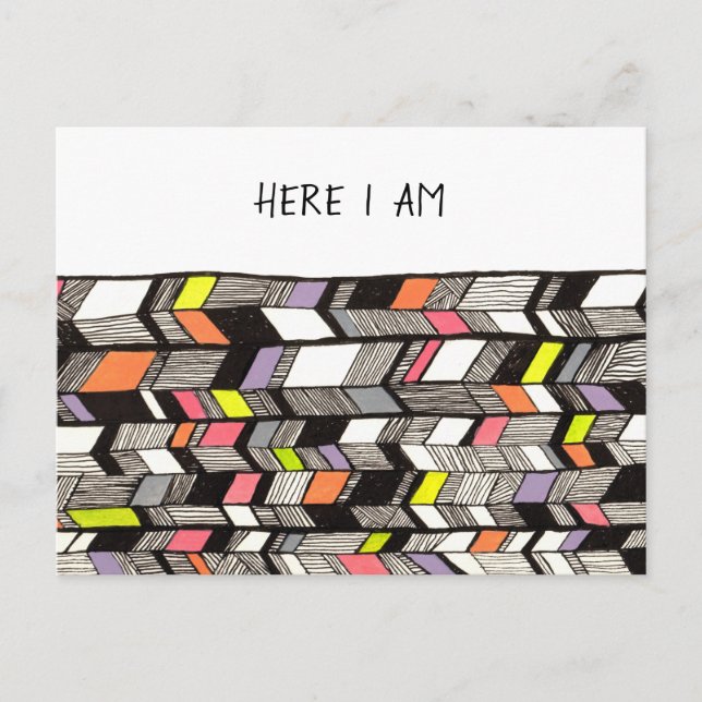 Art Deco Here I am Keeping in Touch Message Postcard (Front)