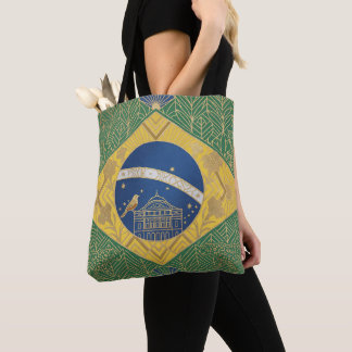 Art Deco Heritage Flag | Brazil Custom Name Tote Bag